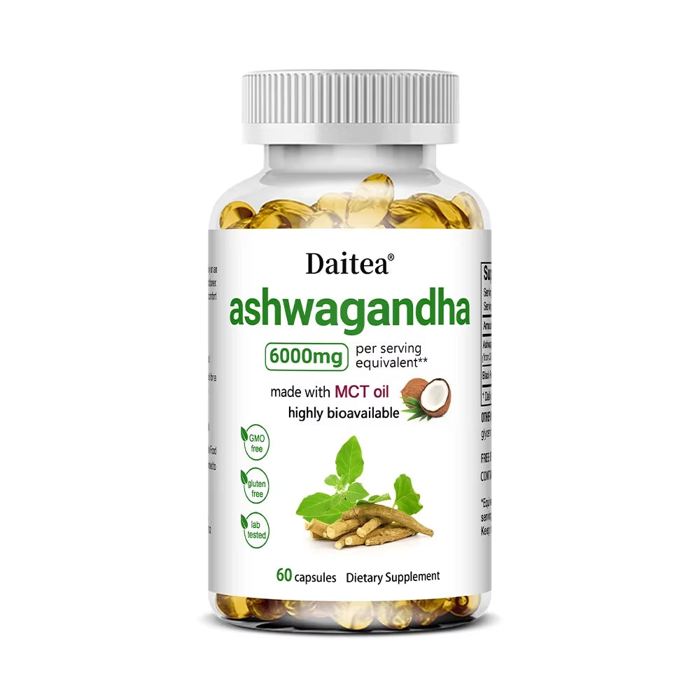 Organic Ashwagandha Capsules Promote Anti-Stress Relief, Natural Mood Support & Focus Support, Natural Energy Supplement, Unisex