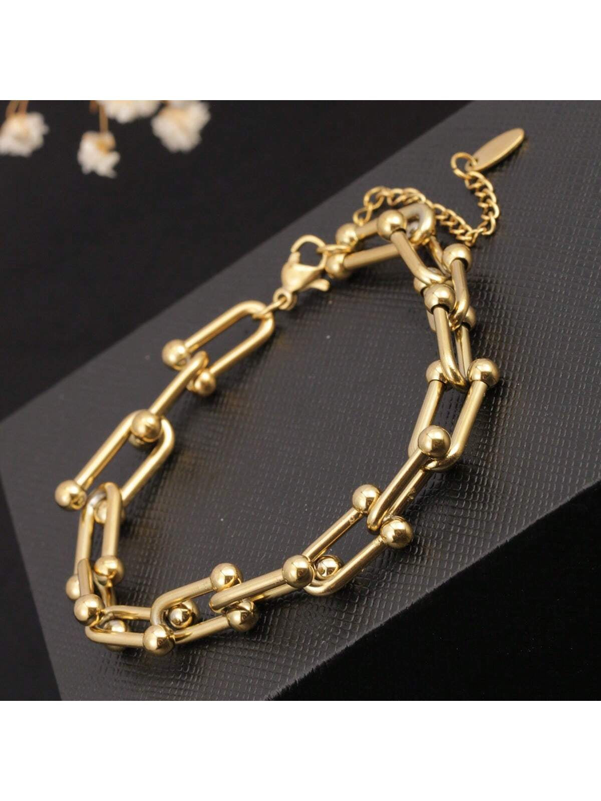 1Pc 18K Gold Stainless Steel U-Shaped Horseshoe Ring Accessories for Women, Hip-Hop Style, Suitable for Daily Wear, Gift for Girlfriend, Friend