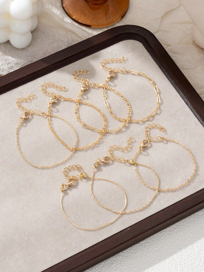 5Pcs Stainless Steel Heart Beaded Multi-Layer Bracelet Set, Fashionable Accessory for Daily, Work, Party, Unisex Jewelry (Bead Quantity Random)