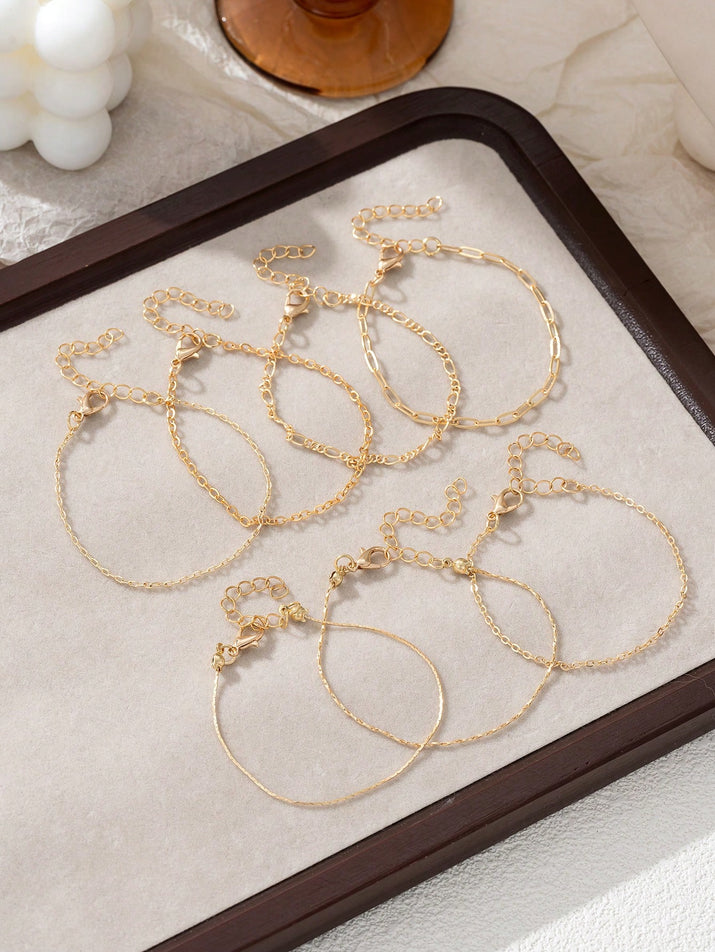 5Pcs Stainless Steel Heart Beaded Multi-Layer Bracelet Set, Fashionable Accessory for Daily, Work, Party, Unisex Jewelry (Bead Quantity Random)