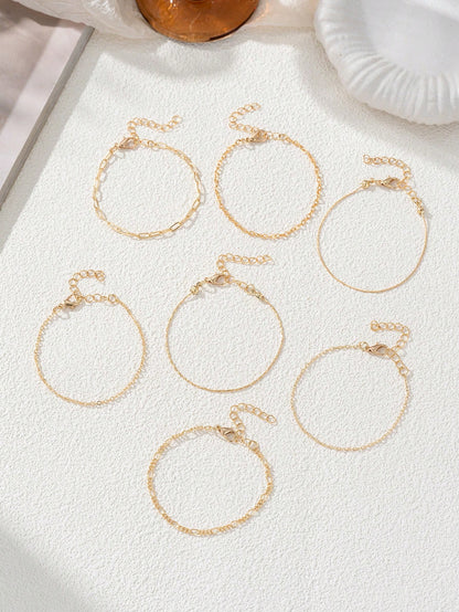 5Pcs Stainless Steel Heart Beaded Multi-Layer Bracelet Set, Fashionable Accessory for Daily, Work, Party, Unisex Jewelry (Bead Quantity Random)