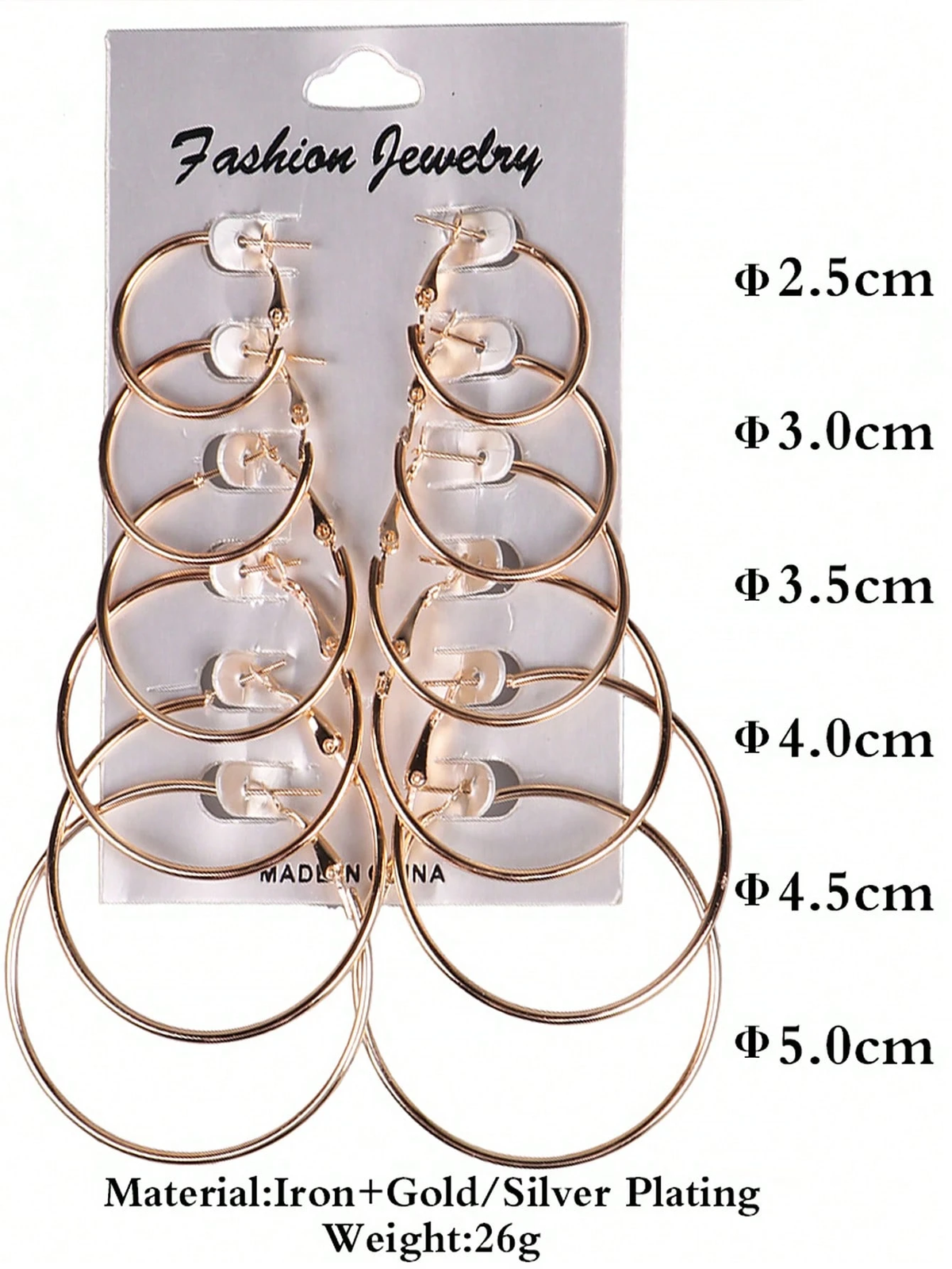 12Pcs/Set Hoop Earrings Set Stainless Steel Big and Small Different Size Circle Exaggerated C-Shaped Decor Gold Hoops Silver round Hoops Earrings Classic Jewelry Gift Set for Women & Men & Girls Daily Earrings