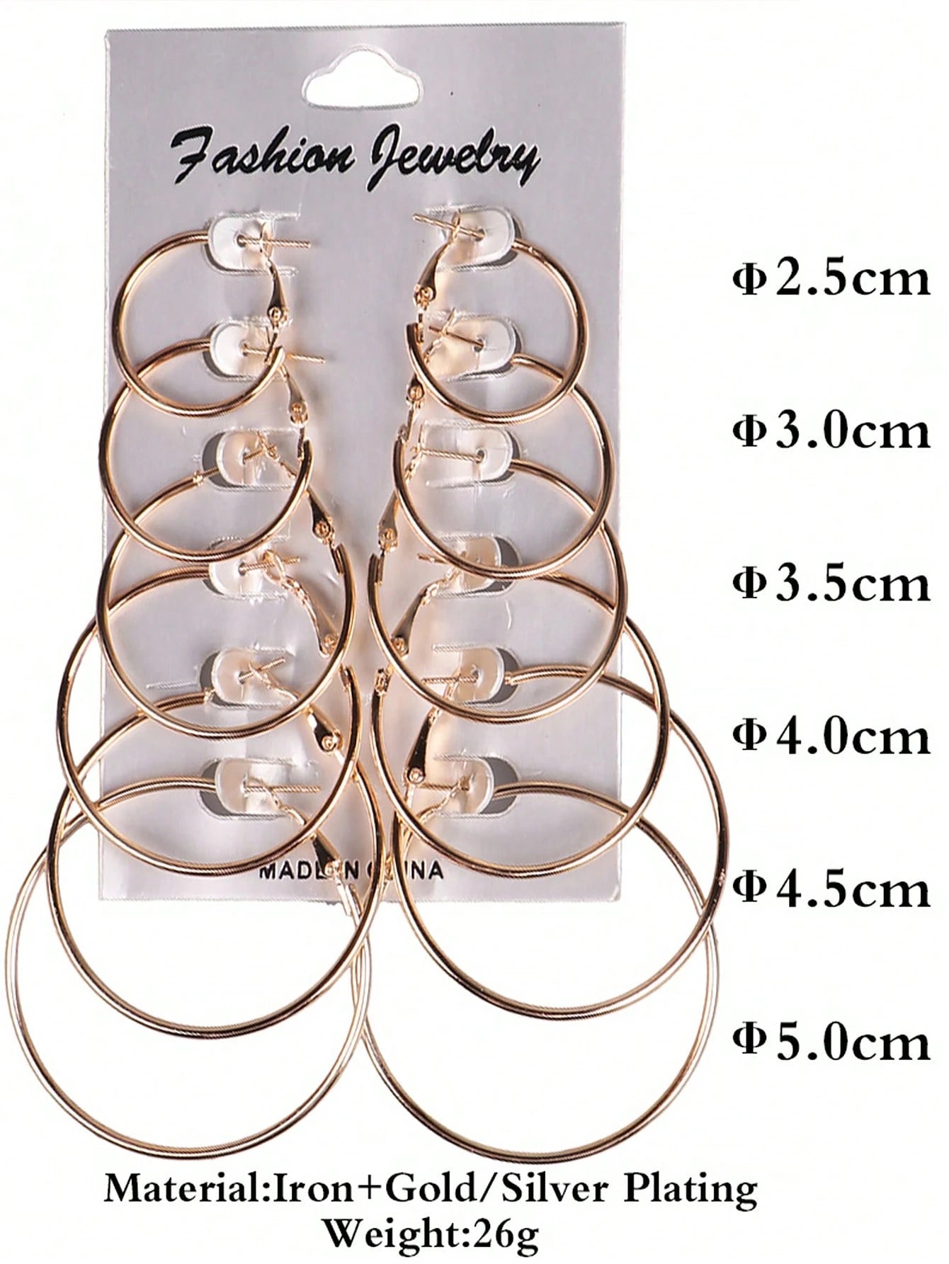 12Pcs/Set Hoop Earrings Set Stainless Steel Big and Small Different Size Circle Exaggerated C-Shaped Decor Gold Hoops Silver round Hoops Earrings Classic Jewelry Gift Set for Women & Men & Girls Daily Earrings