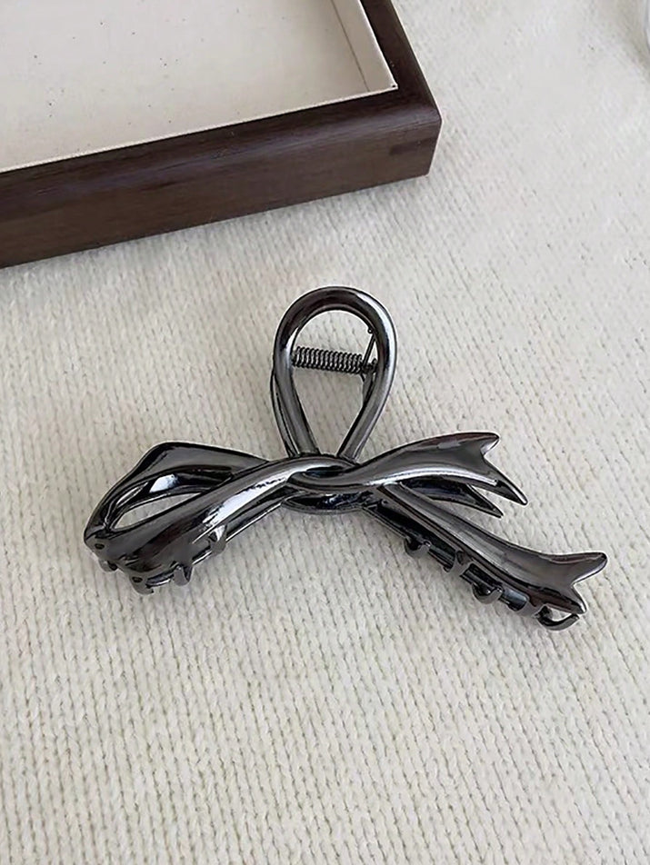 1Pc Glossy Bowknot Hair Claw, Chic for Everyday Use Valentine'S Day Claw Clips Hair Clips Hair Jaw Clip Hair Clamps Hair Clutch Hair Catcher Clip, Black Hair Accessories Fall Winter for Vacation Outfits Woman