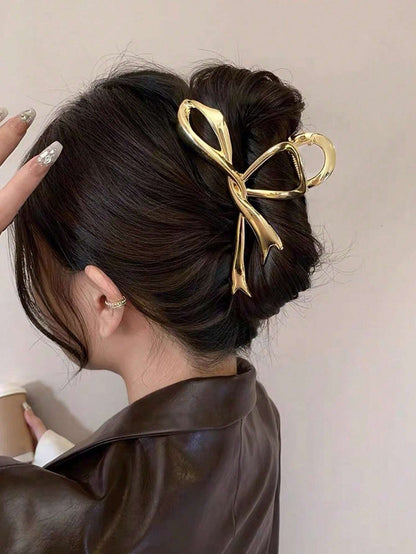 1Pc Glossy Metal Hair Claw with Bowknot Design Fashionable Accessory for Daily Use Valentine'S Day Valentines,Hair Accessories,Claw Clips,Hair Jaw Clip,Hair Clutch Fall Winter Hair Clip for Vacation Outfits Woman