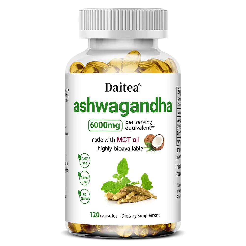 Organic Ashwagandha Capsules Promote Anti-Stress Relief, Natural Mood Support & Focus Support, Natural Energy Supplement, Unisex
