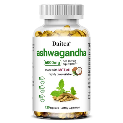 Organic Ashwagandha Capsules Promote Anti-Stress Relief, Natural Mood Support & Focus Support, Natural Energy Supplement, Unisex