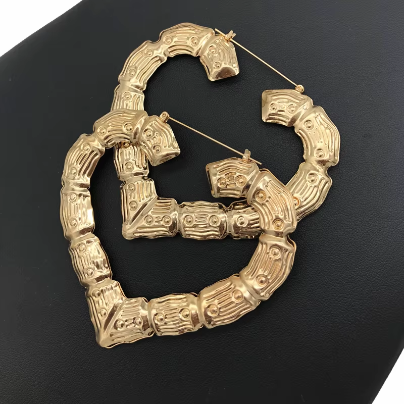 Punk Gold Sliver Color Bamboo Hoop Earrings for Women Geometric Big round Circle Bamboo Earings Bijoux Hip Hop Party Jewelry