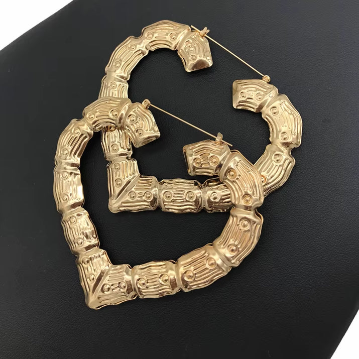 Punk Gold Sliver Color Bamboo Hoop Earrings for Women Geometric Big round Circle Bamboo Earings Bijoux Hip Hop Party Jewelry