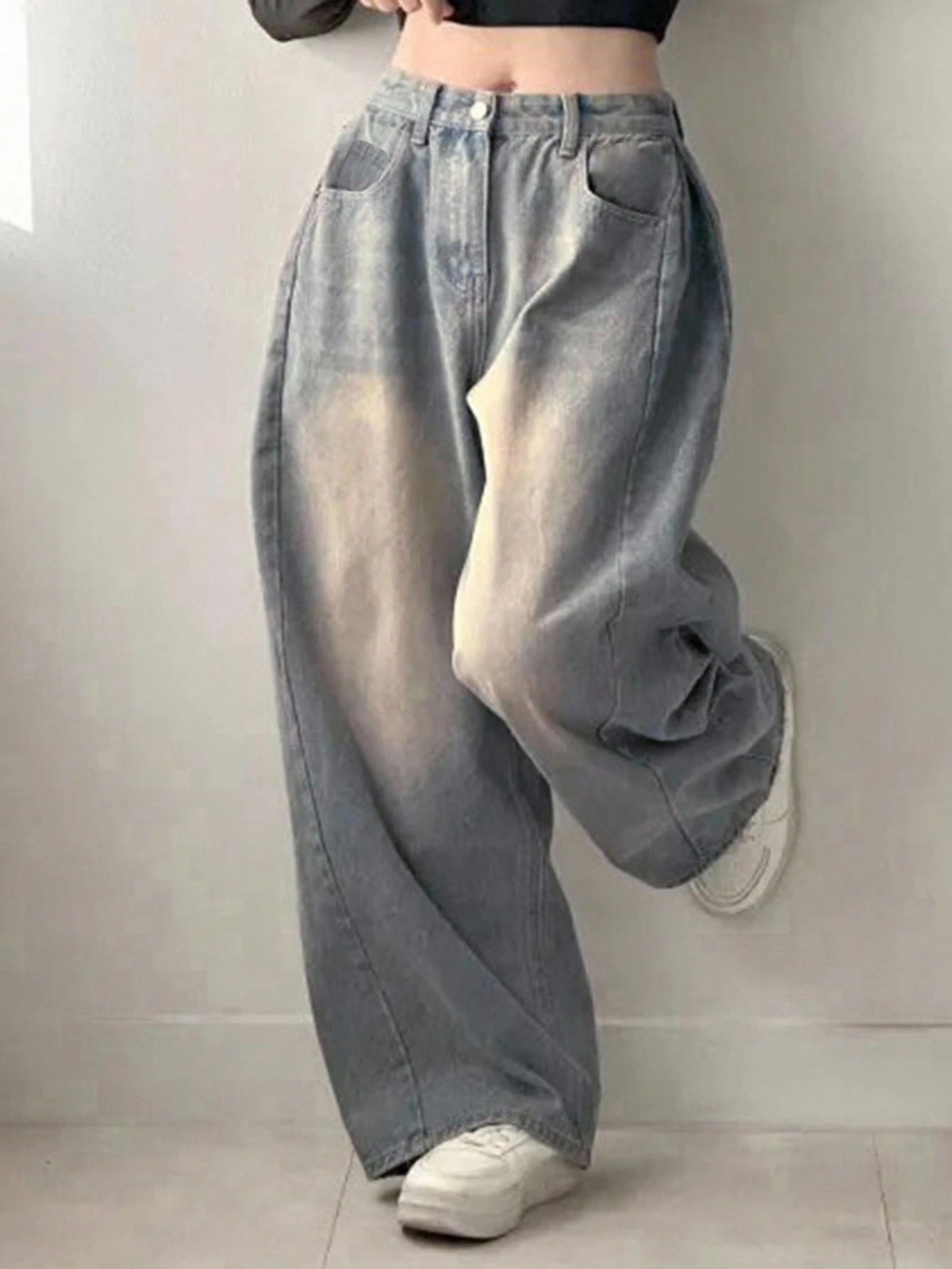 DAZY Women'S Loose Fit Insert Pocket Wide Leg Casual Jeans,Baggy Jeans