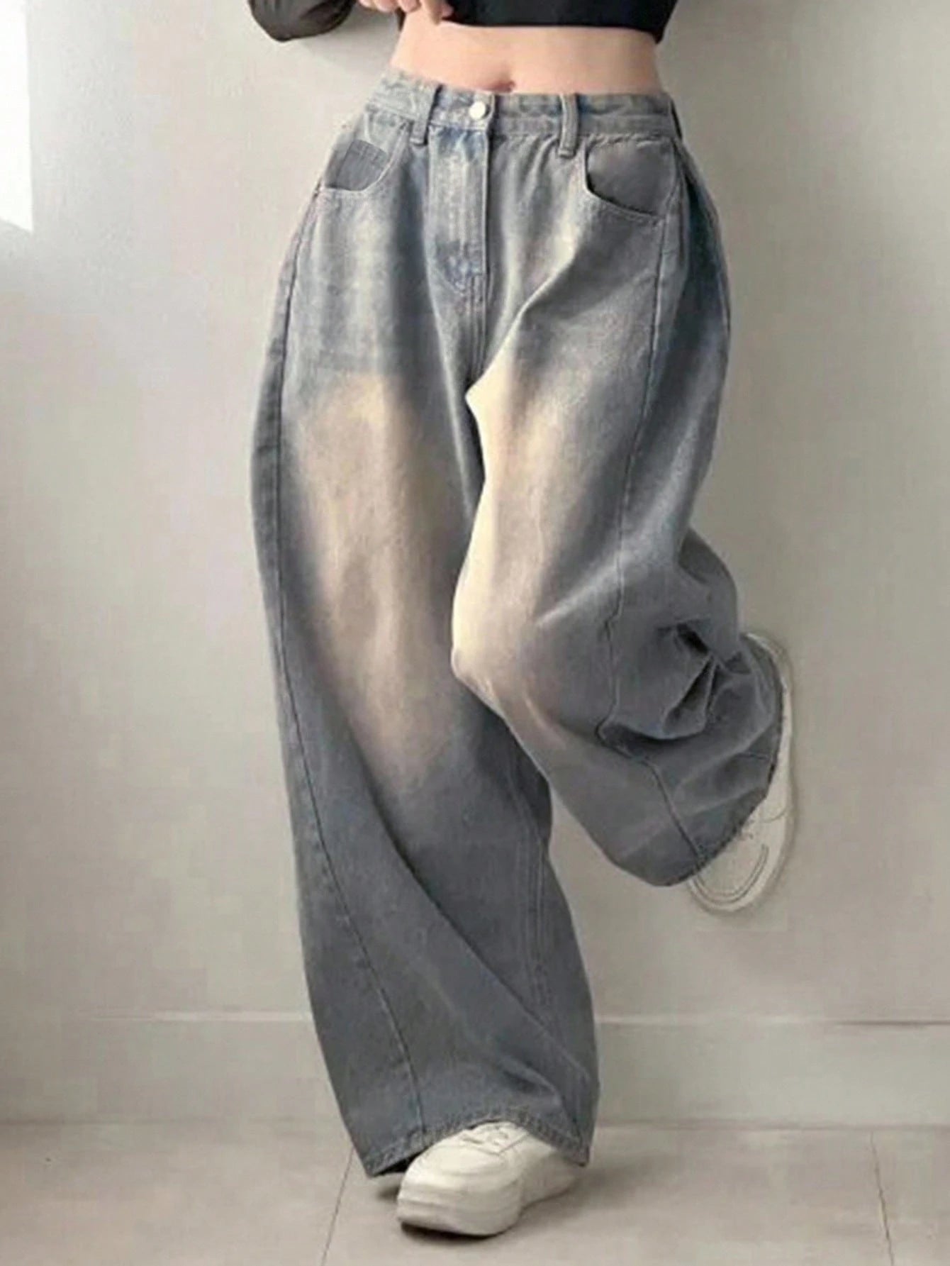 DAZY Women'S Loose Fit Insert Pocket Wide Leg Casual Jeans,Baggy Jeans