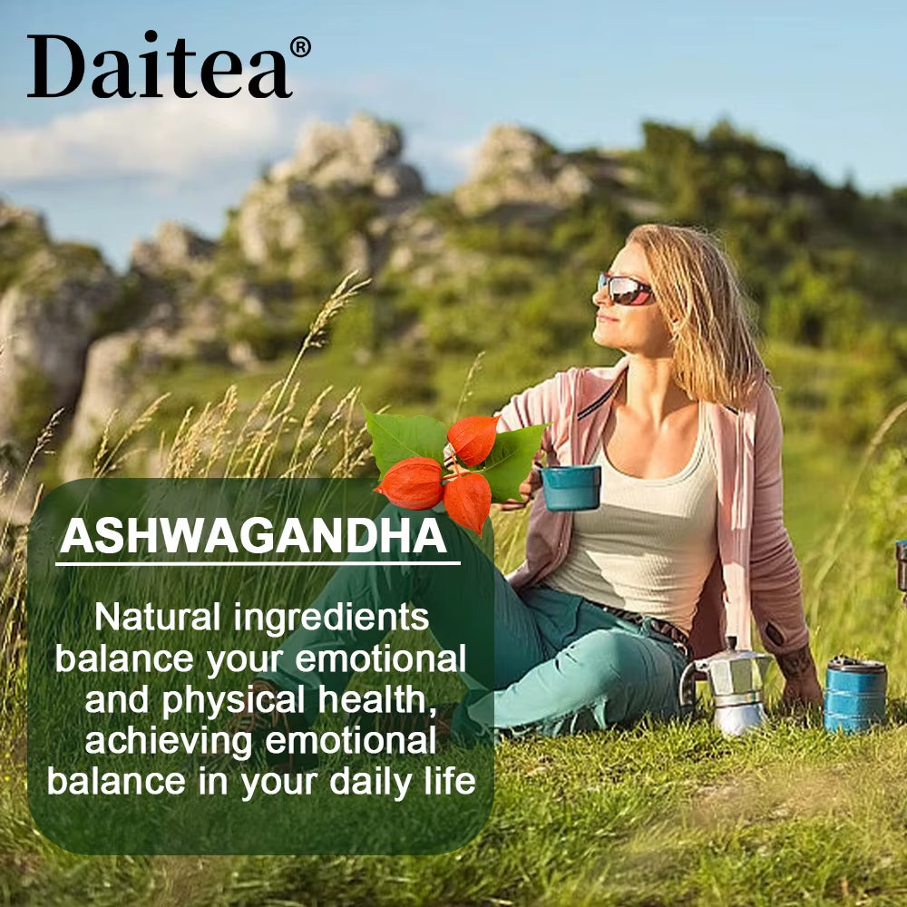 Organic Ashwagandha Capsules Promote Anti-Stress Relief, Natural Mood Support & Focus Support, Natural Energy Supplement, Unisex