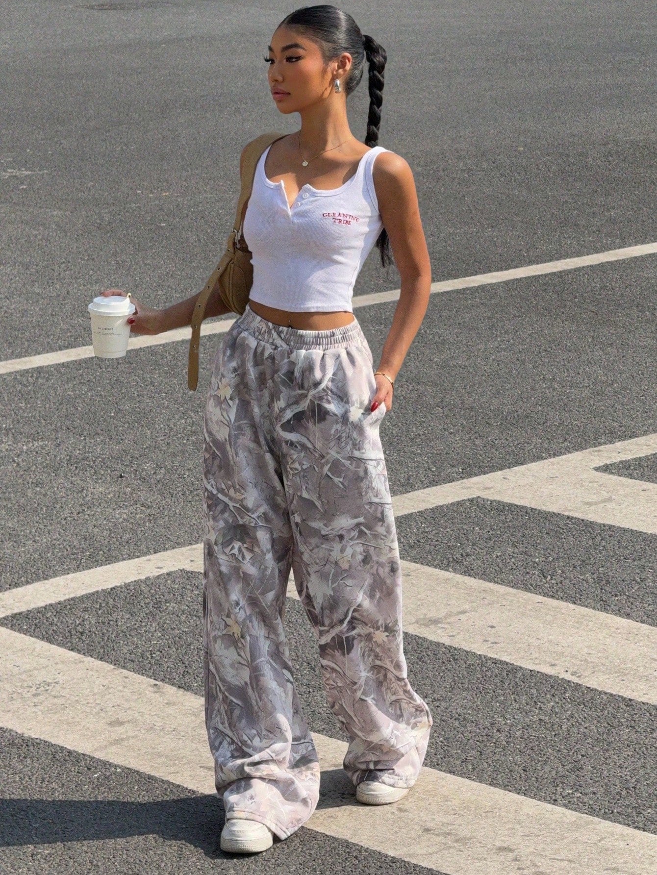 Muchica Western Wear Women 'S Branch Print Loose Sweatpants for Summer