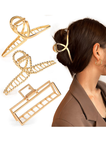 1Pc/3Pcs Metal Large Hair Claw Clips for Thick Heavy Hair, Big Non-Slip Hair Catch Barrette Jaw Clamp, Strong Hold Claw Barrettes for Long Hair, Fashion Hair Styling Accessories for Women Girls Y2K, School Stuff, College Fall Winter Hair Clip Hair Accessories for Women for Vacation Outfits Woman