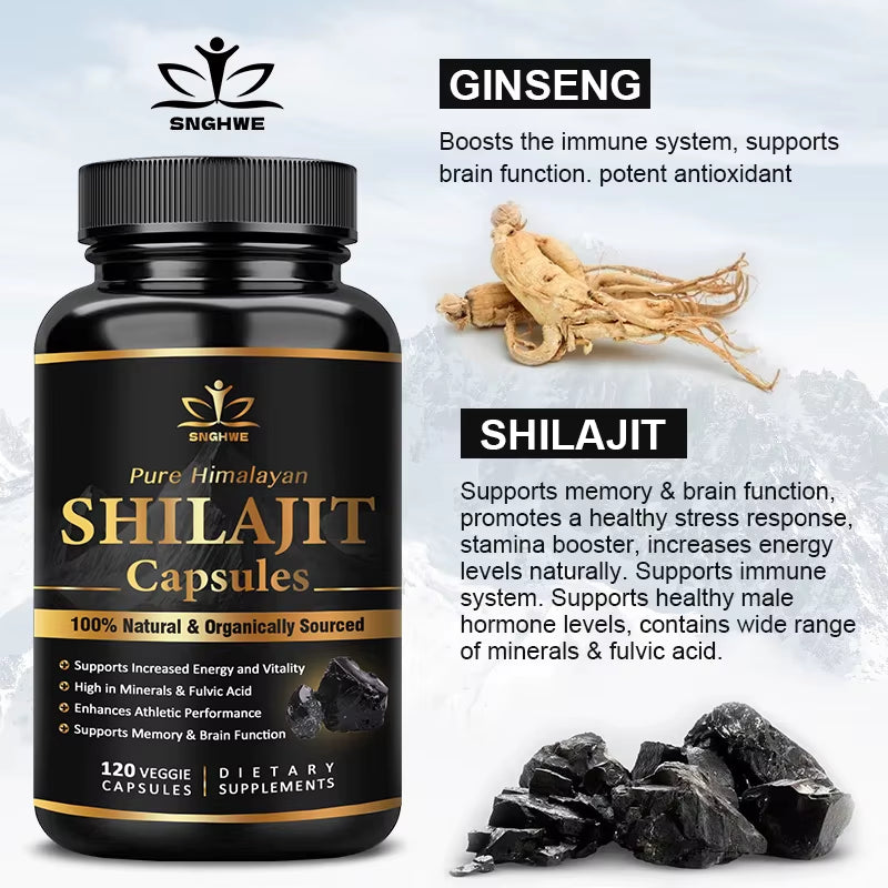 Himalaya Shilajit Capsule Original High in Trace Minerals& Fulvic Acid for Energy,Muscle Strength&Immunity, Endurance for Adult