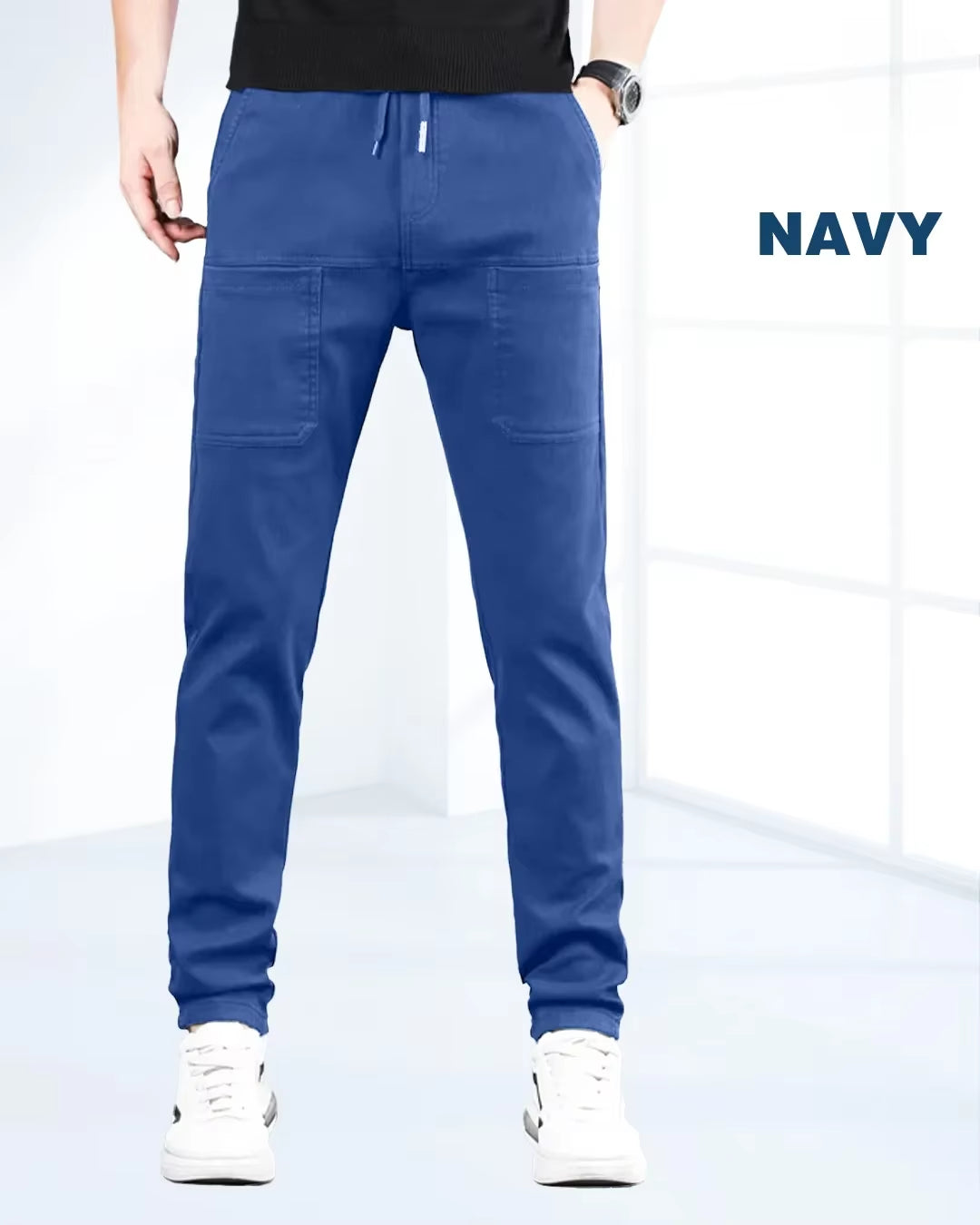 Multipants High Stretch Multi-Pocket Durable Cargo Pants Ice Silk Solid Color Waterproof High Elastic Men'S Casual Daily Wear