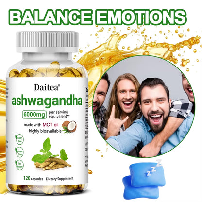 Organic Ashwagandha Capsules Promote Anti-Stress Relief, Natural Mood Support & Focus Support, Natural Energy Supplement, Unisex