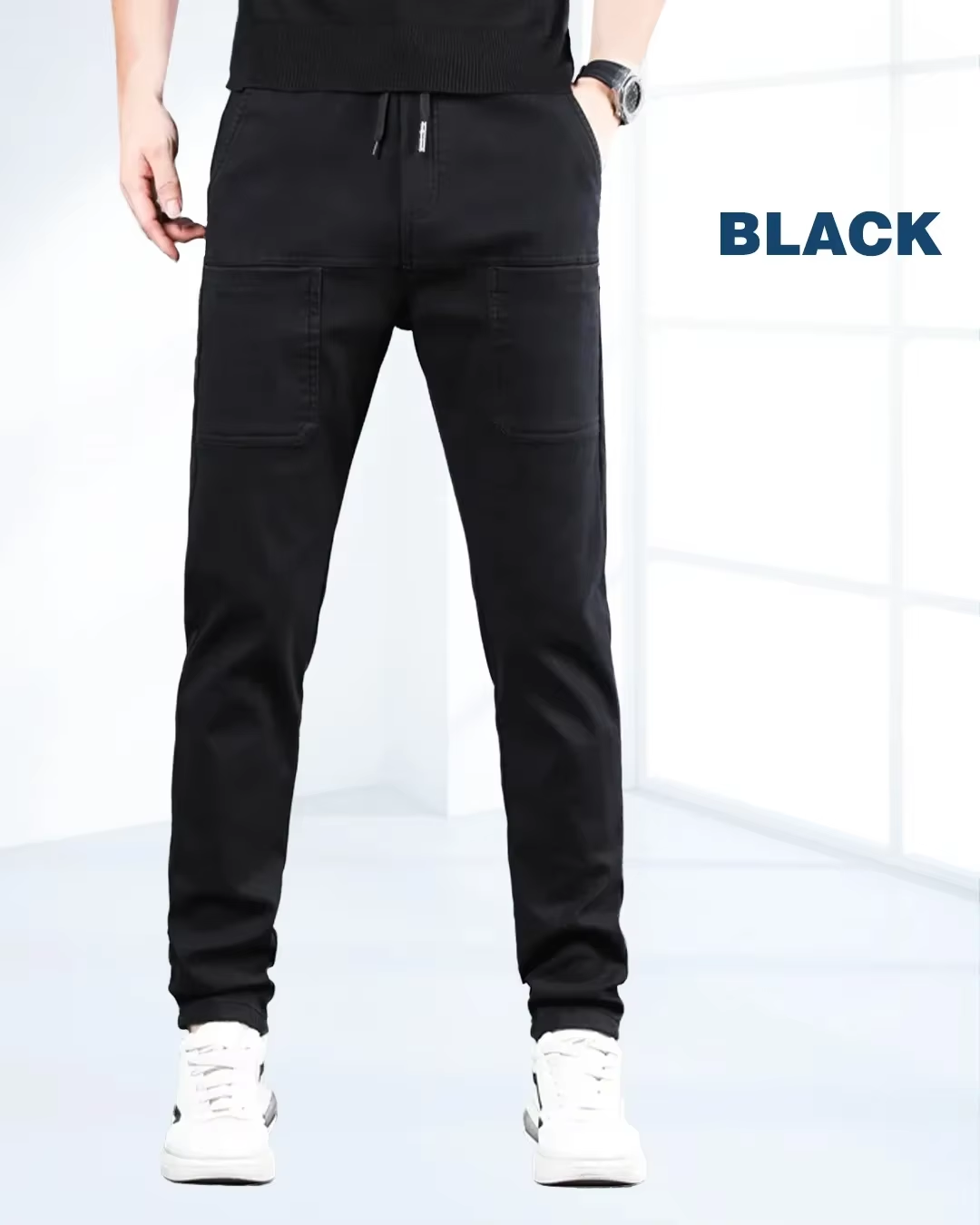 Multipants High Stretch Multi-Pocket Durable Cargo Pants Ice Silk Solid Color Waterproof High Elastic Men'S Casual Daily Wear