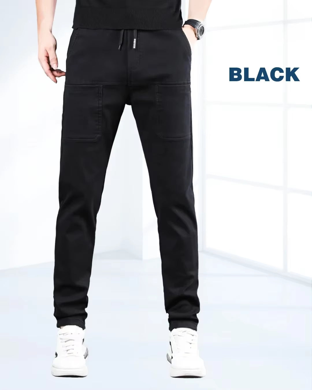 Multipants High Stretch Multi-Pocket Durable Cargo Pants Ice Silk Solid Color Waterproof High Elastic Men'S Casual Daily Wear