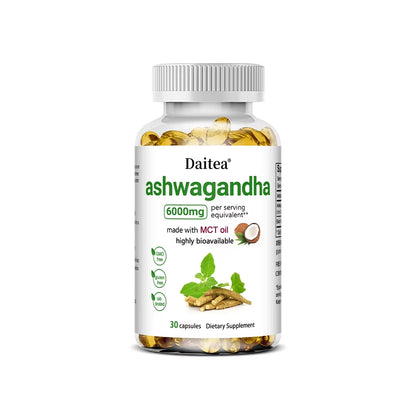 Organic Ashwagandha Capsules Promote Anti-Stress Relief, Natural Mood Support & Focus Support, Natural Energy Supplement, Unisex