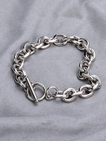 1Pc Fashionable Stainless Steel O-Shape Angle OT Clasp Thick Men'S Bracelet, Suitable for Daily Wear