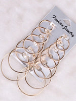 12Pcs/Set Hoop Earrings Set Stainless Steel Big and Small Different Size Circle Exaggerated C-Shaped Decor Gold Hoops Silver round Hoops Earrings Classic Jewelry Gift Set for Women & Men & Girls Daily Earrings