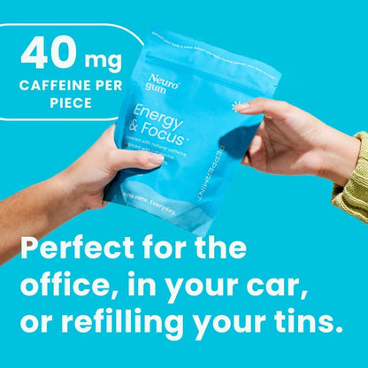 Energy & Focus Gum - 40Mg Natural Caffeine Gum & Nootropic Energy Supplement with L-Theanine & B Vitamins - Sugar Free, Vegan - Peppermint, 90Ct