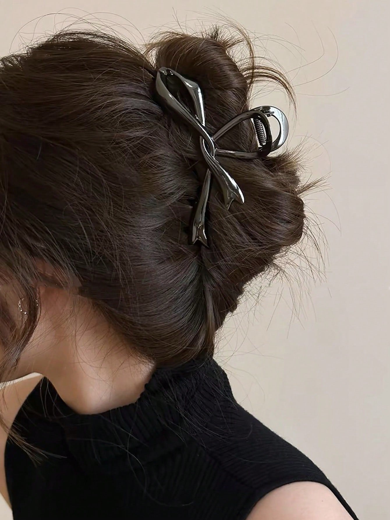 1Pc Glossy Bowknot Hair Claw, Chic for Everyday Use Valentine'S Day Claw Clips Hair Clips Hair Jaw Clip Hair Clamps Hair Clutch Hair Catcher Clip, Black Hair Accessories Fall Winter for Vacation Outfits Woman