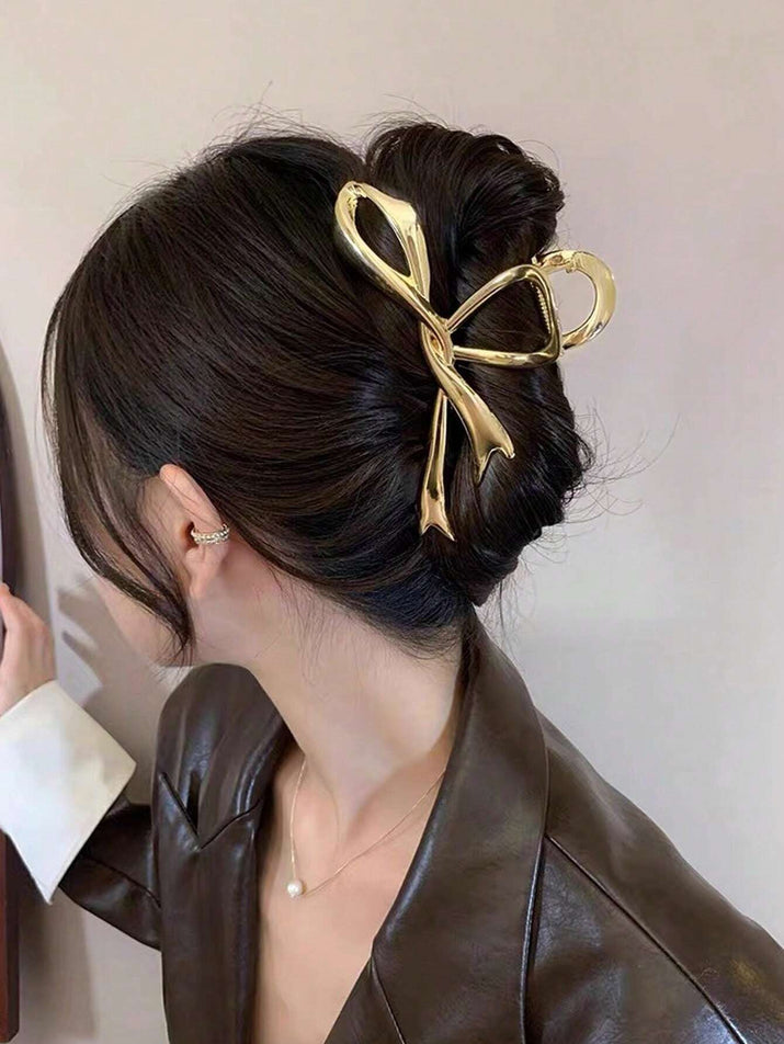 1Pc Glossy Metal Hair Claw with Bowknot Design Fashionable Accessory for Daily Use Valentine'S Day Valentines,Hair Accessories,Claw Clips,Hair Jaw Clip,Hair Clutch Fall Winter Hair Clip for Vacation Outfits Woman
