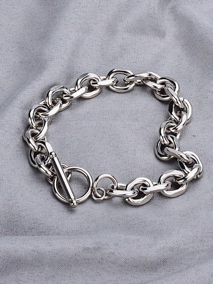 1Pc Fashionable Stainless Steel O-Shape Angle OT Clasp Thick Men'S Bracelet, Suitable for Daily Wear