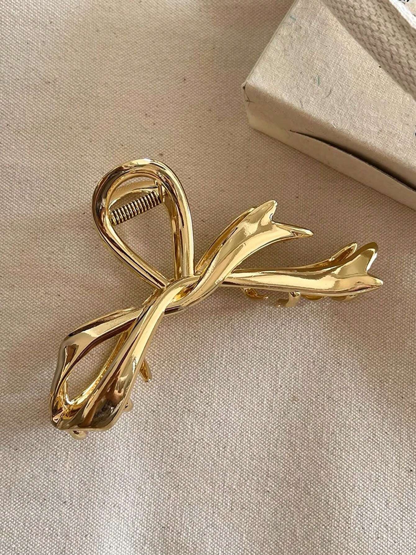 1Pc Glossy Metal Hair Claw with Bowknot Design Fashionable Accessory for Daily Use Valentine'S Day Valentines,Hair Accessories,Claw Clips,Hair Jaw Clip,Hair Clutch Fall Winter Hair Clip for Vacation Outfits Woman