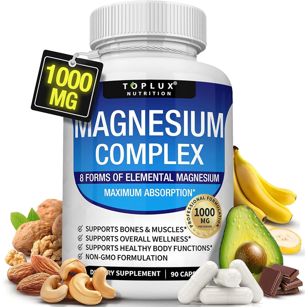 Premium  1000Mg Magnesium Glysinate 525Mg Blood Sugar Complex 940Mg Moringa Capsules 1200Mg Non-Gmo