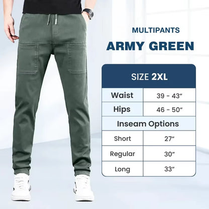 Multipants High Stretch Multi-Pocket Durable Cargo Pants Ice Silk Solid Color Waterproof High Elastic Men'S Casual Daily Wear