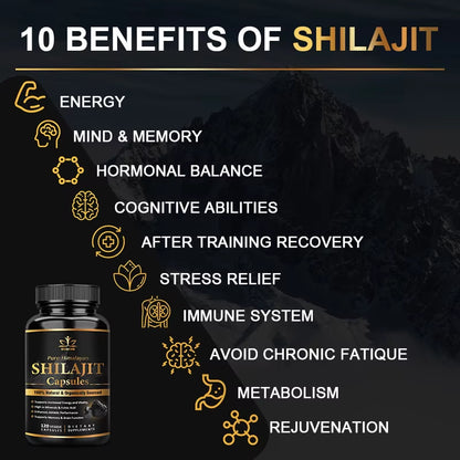 Himalaya Shilajit Capsule Original High in Trace Minerals& Fulvic Acid for Energy,Muscle Strength&Immunity, Endurance for Adult