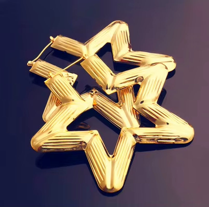 Punk Gold Sliver Color Bamboo Hoop Earrings for Women Geometric Big round Circle Bamboo Earings Bijoux Hip Hop Party Jewelry