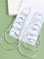 12Pcs/Set Hoop Earrings Set Stainless Steel Big and Small Different Size Circle Exaggerated C-Shaped Decor Gold Hoops Silver round Hoops Earrings Classic Jewelry Gift Set for Women & Men & Girls Daily Earrings